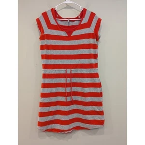 Hanna Andersson Grey And Orange Striped Pocket Drawstring Waist Dress Size... - Picture 1 of 4