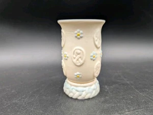 Irish Belleek Green Mark Blue Flower Gold Rim Miniature Flower Vase Green Mark  - Picture 1 of 9