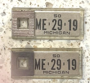Two Michigan 1950 DAV License Plate Keychain Tags - Disabled American Veterans - Picture 1 of 2