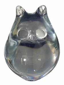 "Escultura de búho de cristal modernista vintage de mediados de siglo Suecia 4"" de alto X 3,5"" de ancho" - Imagen 1 de 9