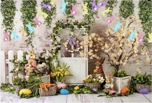 EASTER BUNNY EGGS CHOCOLATE WREATH GARLAND PERSONALISED PARTY BANNER BACKDROP - Picture 1 of 4