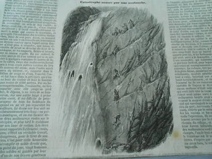Gravure 1853 - Catastrophe causée par une avalance - Picture 1 of 1