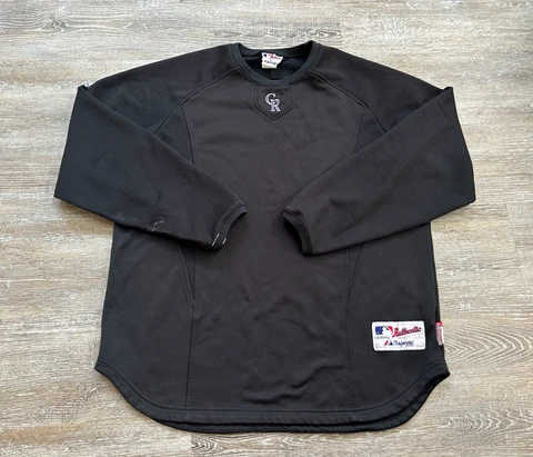 Colorado Rockies Majestic Therma Base Baseball Pullover Sweater Shirt Practice L Cover