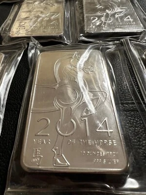 Barra de plata fina Año del Caballo 2014 999 de 10 oz Foto 1 de 4