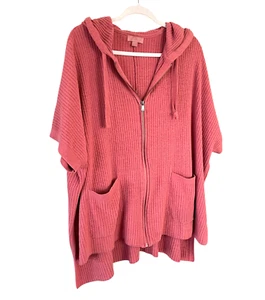 BAREFOOT DREAMS Cozychic Ultra Lite Size 1X Tea Rose Ribbed Full Zip Hoodie Top - Picture 1 of 8