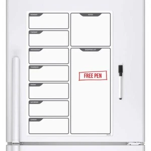 Fridge Board Magnetic & Pen Notice Memo Drywipe Whiteboard Large Daily Planner - Picture 1 of 8