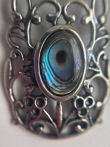 Vintage ~ Abalone Anhänger ~ 925 Wirbelmuster Fassung ~ Made by Nevada Silver Co - Bild 1 von 12