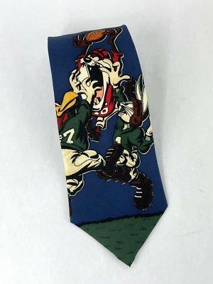 Vintage 1993 Warner Brothers Tie Looney Toons Warner Bros Bowl Taz Football NOS - Image 1 of 4