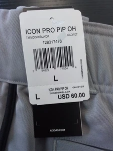 Adidas Sports Icon Pro Baseball Pants Mens Gray /Black Piped Open Hem GU3107 NEW - Picture 1 of 37