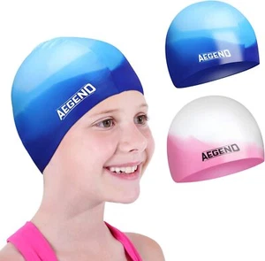 Kids Swim Cap Waterproof Silicone for Boys Girls Age 8-15 - Picture 1 of 7