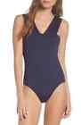 $160 Mei L'ange Tori One-Piece Swimsuit in Navy Size Small New