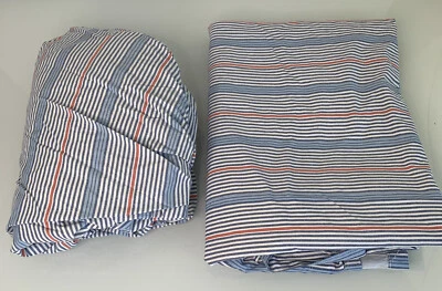 Lençóis Lauren Ralph Lauren Twin Flat e Twin Fitted listras azul laranja algodão - Imagem 1 de 4