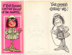 TARJETA DE FELICITACIÓN DE COLECCIÓN ILUSTRADA EN RELIEVE (1972) MAD Get Well 35GW-4506 - Imagen 1 de 1