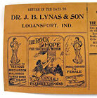 Dr J B Lynas & Son Quack Medicine Envelope Rock Of Hope Ezum Logansport Ind