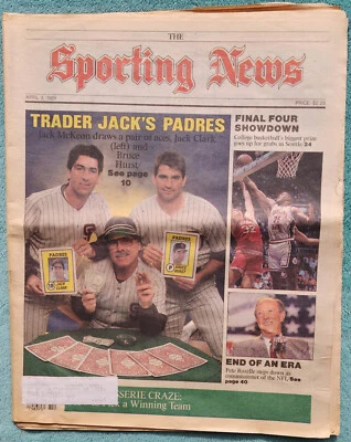 Trader Jack's Padres Jack Clark And Bruce Hurst 1989 Sporting News Full Issue - Image 1 of 4