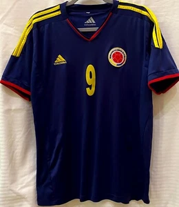 Adidas Colombia Falcao 9 V-Neck Short Sleeve Soccer Jersey | Blue | Mens L - Picture 1 of 5