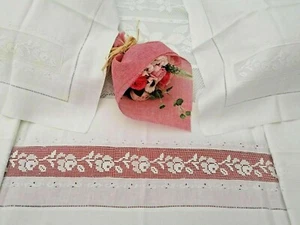 Reichhaltiges reines Leinen Bettwäsche Stickerei Filet und Punto Pieno Hand Sheet Linen - Bild 1 von 10