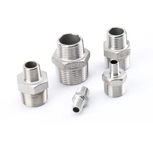Male to Male 304 Stainless Steel Reducing Adaptors Hex Nipples Pipe Fittings new - Picture 1 of 7