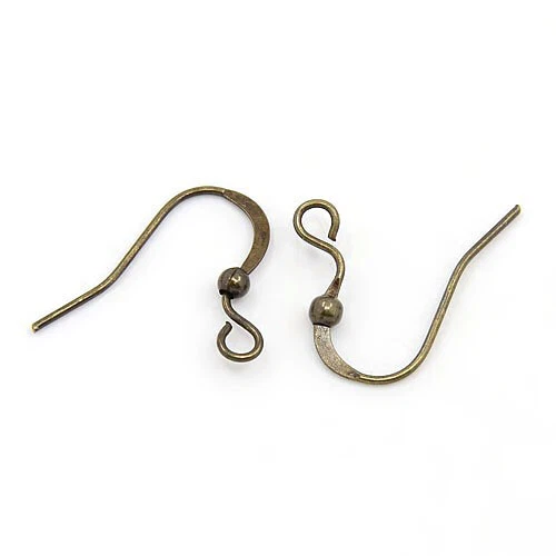 1000pcs Brass Earring Hooks Earwire Nickel Free With Beads Loop Earring 15mm - Image 1 of 1
