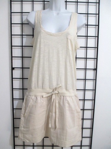 OFF WHITE LOFT LOUNGE ? SMALL==BIANCO SPORCO T SHIRT MAGLIA TOP GONNA MISTO LINO
