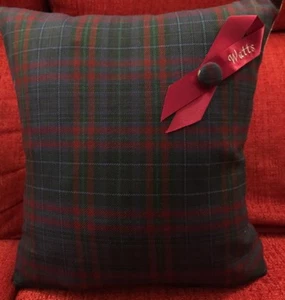 ‘Watts’ Welsh Tartan Cushion Wedding Anniversary Birthday Christmas Gift - Picture 1 of 6