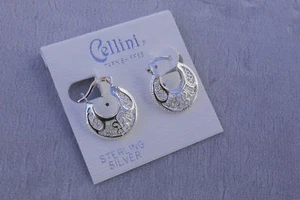 Echt Sterling Silber Creolen Cut Out Design Ohrringe - Bild 1 von 3