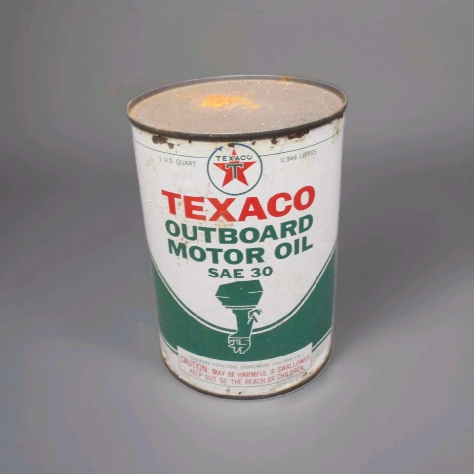 Aceite de motor fueraborda Texaco vintage SAE 30 / 1 cuarto completo de lata de metal / 1-65  Foto 1 de 4