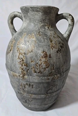 Jarrón rústico de cerámica de granja - cerámica de cerámica de bronce gris de 10 pulgadas  Foto 1 de 4