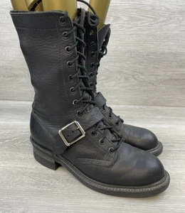 Double H Black Leather Women’s 8.5 Leather Engineer Harness Motorcycle Boots USA - Picture 1 of 13