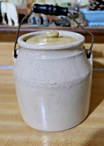 Antique Storage or Preserves Stoneware CROCK With Handle & Lid COUNTRY DECOR - Picture 1 of 7