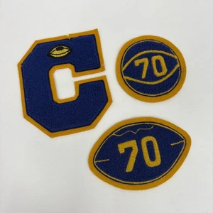 Vtg Yellow & Blue Varsity Athletic Football  “C” Sew-On Patches Lot - Picture 1 of 8