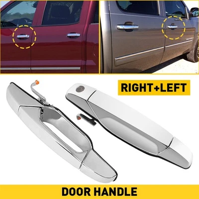 Set of 2 Front Exterior Door Handle Chrome For 07-14 Chevrolet Silverado 2500 HD — 第 1/4 张图片