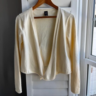 Suéter Vintage GAP Para Mujer M Amarillo Pálido Cárdigan Abierto Algodón Mezcla Angora Y2K Foto 1 de 4