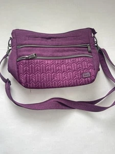Lug Slider Crossbody Adjustable Purse Purple RFID Travel Nylon Pockets - Picture 1 of 10