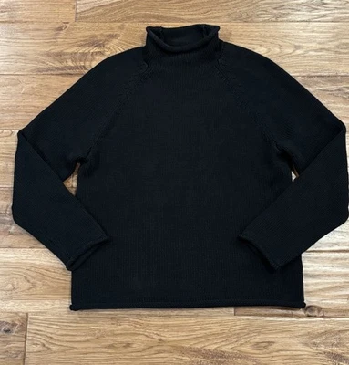 J Crew Oarsman Roll Neck Sweater Cotton Knit Raglan Mock Black Men’s XS - Image 1 of 4