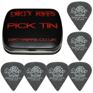 6 x púas de guitarra Dunlop Tortex Sharp 1,35 mm / púas - en una lata de púa - Imagen 1 de 1