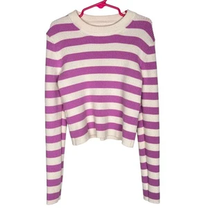 Zara Kids Purple Striped Long Sleeve Cropped Sweater size 13/14 - Picture 1 of 4