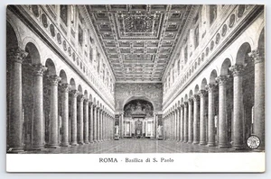 Vintage Postcard Roma Basilica di San Paolo Interior Columns Italy - Picture 1 of 2