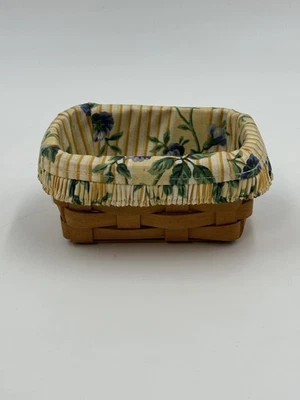 Longaberger Basket Small Handwoven With Floral Liner Made in USA 1999 Vintage - Image 1 of 4