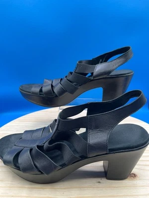 Sandalia de Tacón Munro Rockport Vivianne Para Mujer Talla 11 Cuero Tejido Negro Cordones Foto 1 de 4