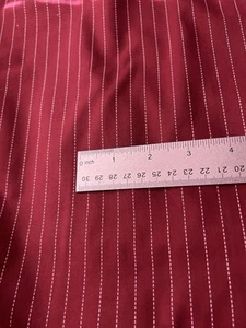 Vtg Burgundy Red Pink Pinstripe Fabric Cotton Poly Blend Quilting 1 2/3 Y F59 - Picture 1 of 4
