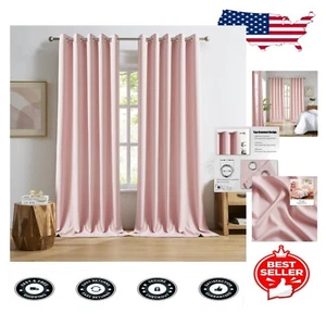 Stylish Baby Pink Room Darkening Curtains - Thermal Insulated & Noise Reducing - Picture 1 of 10