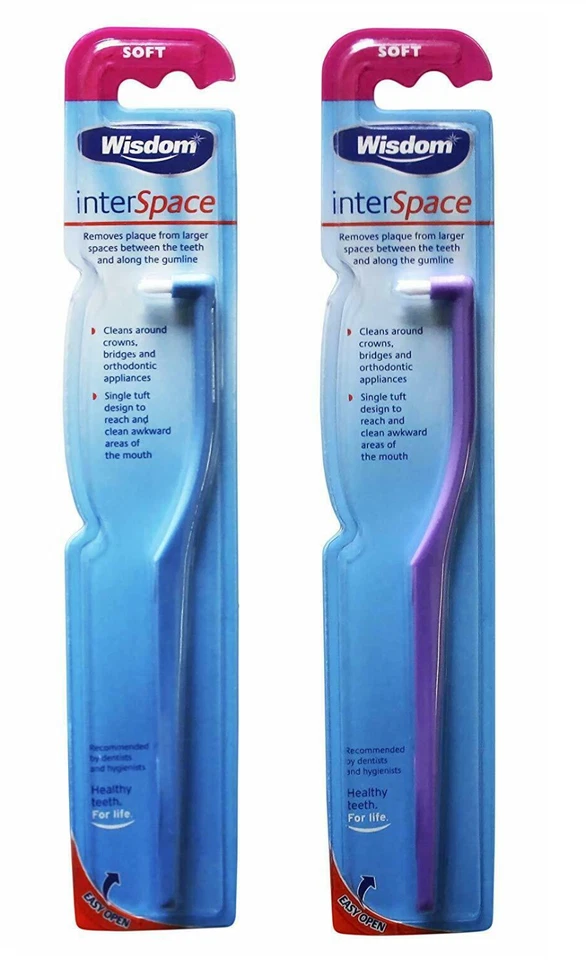 Wisdom Interspace Soft Interdental Toothbrush Tooth Brush - Purple / Blue X 2 - Image 1 of 1