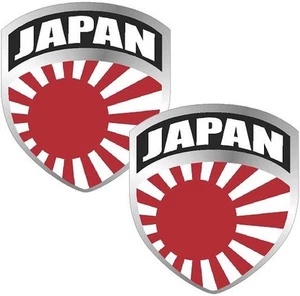 Juego de calcomanías de escudo con bandera del sol naciente japonés de 2-3" insignia - Imagen 1 de 1