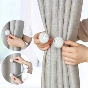 2PCS Pearl Magnetic Curtain Clip Curtain Holders Tie Back Buckle Clips Hanging - Picture 1 of 14