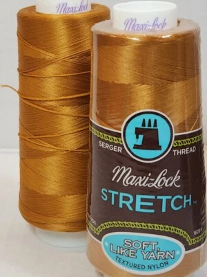Maxilock Maxi-Lock Stretch Serger Thread JEAN GOLD Lot of 2 Yarn Like - Image 1 of 4