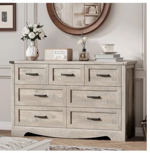 Dresser for Bedroom with 7 Drawers, 48" Wide Wood Chest of Drawers with Deep Dra - Picture 1 of 4