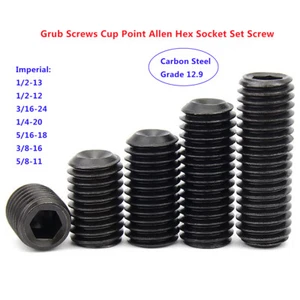 Imperial 1/2" 3/16" 1/4" 5/16" 3/8" Grub Screw Cup Point Allen Hex-Key Set Screw - Picture 1 of 6