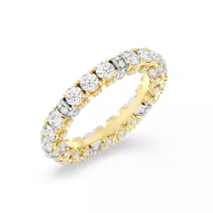 18K 3.5MM Multi Tone Gold Eternity Band 2.75 Ct Round Lab Grown Diamond 5 6 7 8 - Picture 1 of 10