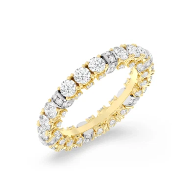 Multi Tone Gold 18K Band 3.5 MM Lab Grown Diamond Eternity Ring 2.75 Carat - Image 1 of 4